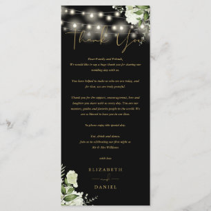 Black Gold Greenery Wedding Thank You Place Card