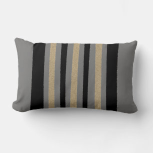 Black / Gold / Grey Stripes Lumbar Pillow