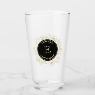Black Gold Groomsman Pint Glass Gift