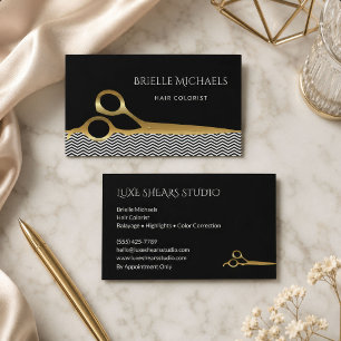 Black Gold Hair Colourist Business Card