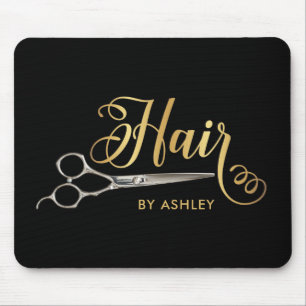 Black & Gold  Hairstylist Salon Name Mouse Pad