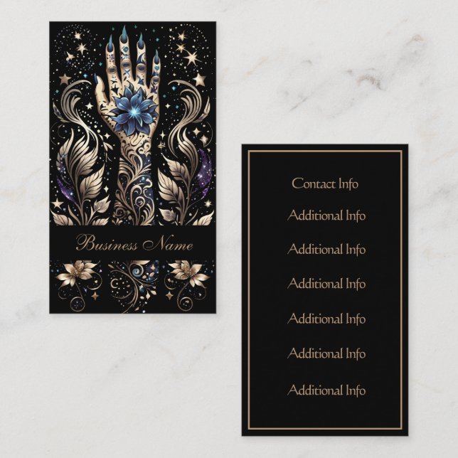 Black & Gold Hand Tattoo   Business Card (Front/Back)