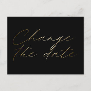 Black & Gold Handwriting Change the Date Postcard