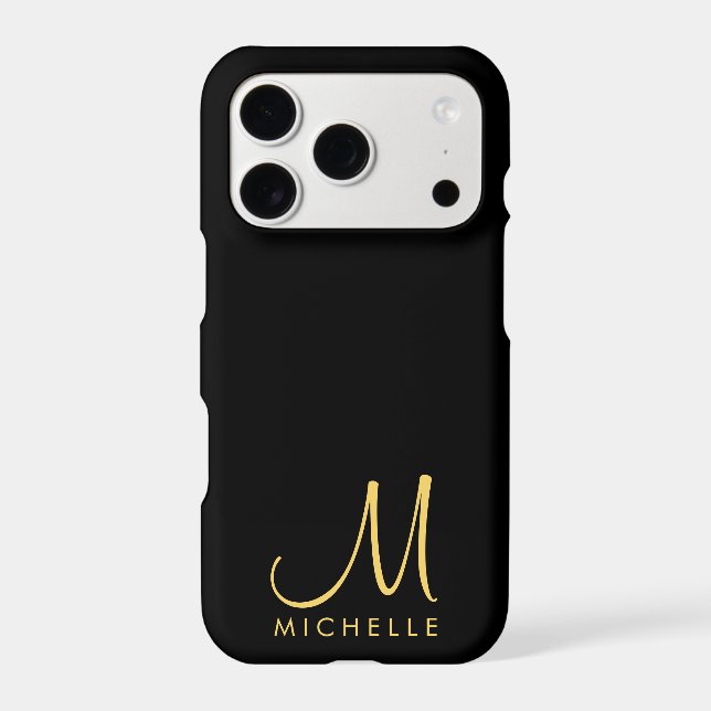 Black & Gold Handwritten Monogram Name Template (Back)