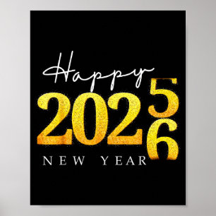Black Gold Happy New Year 2026 New Years Eve Party Poster