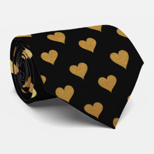 Black gold heart elegant pattern tie