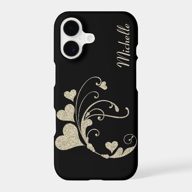 Black Gold Heart Parties scintillant Faux (Verso)