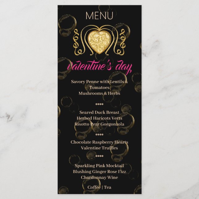 Black & Gold Heart Valentine’s Day Menu  (Front)