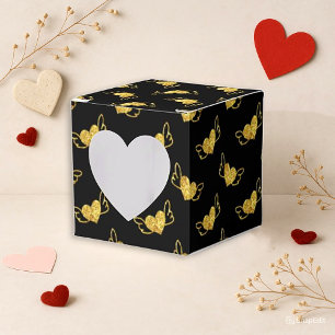 Black Gold Heart Window Favor Box
