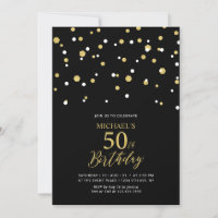 Black & Gold Hexagon Confetti 50th Birthday Party
