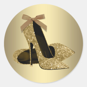 Black Gold High Heel Shoe Classic Round Sticker