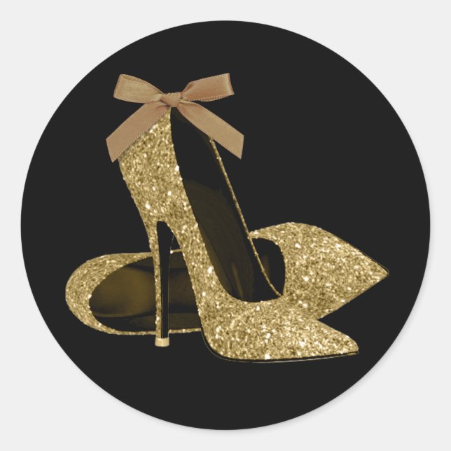 Black Gold High Heel Shoe Stickers (Front)