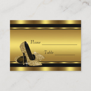 Black Gold High Heel Shoe Table Seating Cards