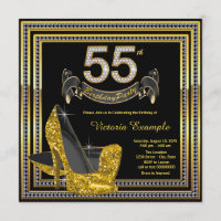 Black Gold High Heel Womans 55th Birthday Party