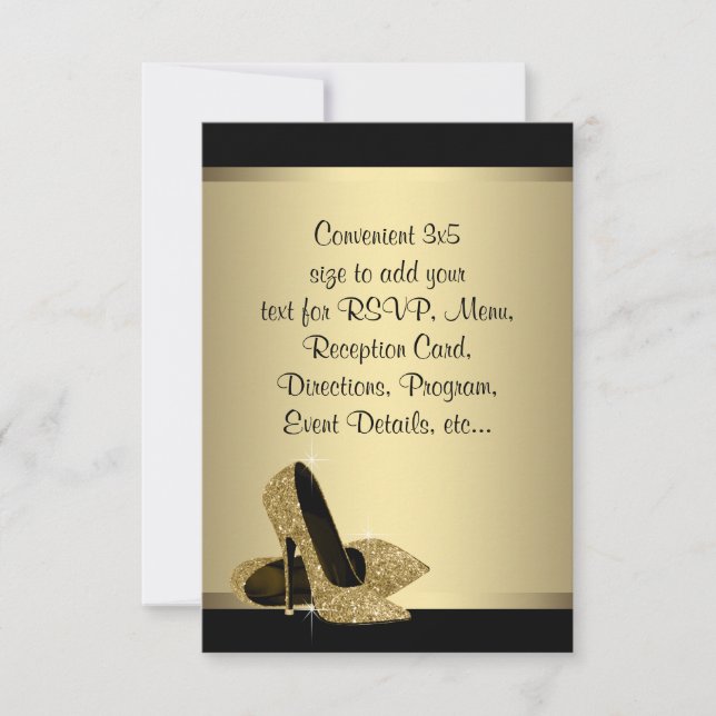 Black Gold High Heels RSVP Card (Front)
