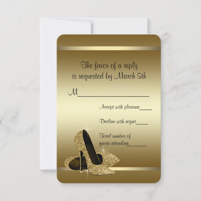 Black Gold High Heels RSVP Card (Front)