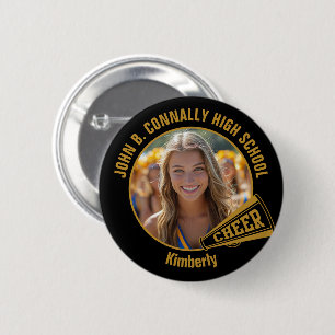 Black Gold High School Cheerleader Photo 2 Inch Round Button