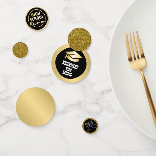 Black, Gold High School Reunion Confetti (Group)