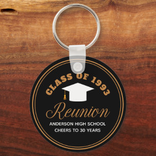 Black Gold High School Reunion Custom Party Favor Keychain