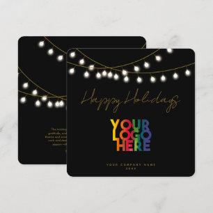 Black Gold Holiday Business Logo Christmas Card