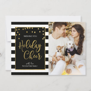 Black & Gold Holiday Cheval Carte de Noël