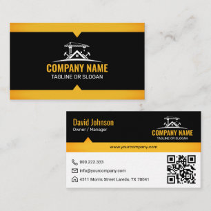 Black Gold Home Building Construction Crane Business Card