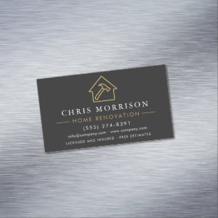 Black Gold Home Renovation Repair Magnetic Business Card