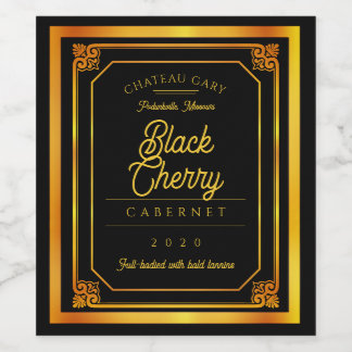 Black gold homemade wine personalized wine label