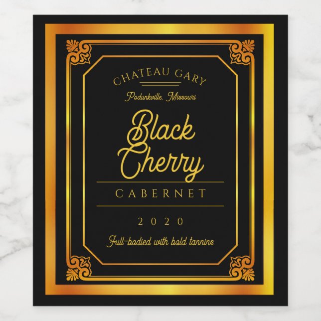 Black gold homemade wine personalized wine label (Single Label)