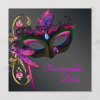 Black Gold Hot Pink Masquerade Party