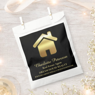 Black & Gold House Real Estate Agent Realtor  Favour Bag