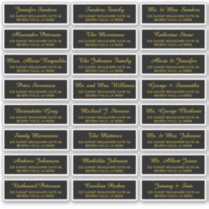 Black gold individual guest address elegant labels
