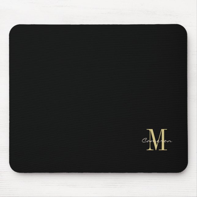  Black Gold Initial and Name Personalized Gift Mouse Pad (Front)