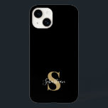 Black & Gold | Initial Monogram Personalized Name Case-Mate iPhone 14 Case<br><div class="desc">This stylish phone case design features a simple modern design in black & gold. Make one of a kind phone case with custom initial and name. It will be a cool, unique gift for someone special or yourself. If you want to change the fonts or position, click the "Customize further"...</div>