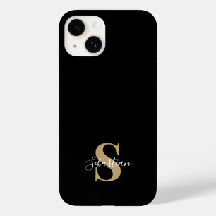 Black & Gold   Initial Monogram Personalized Name Case-Mate iPhone 14 Case