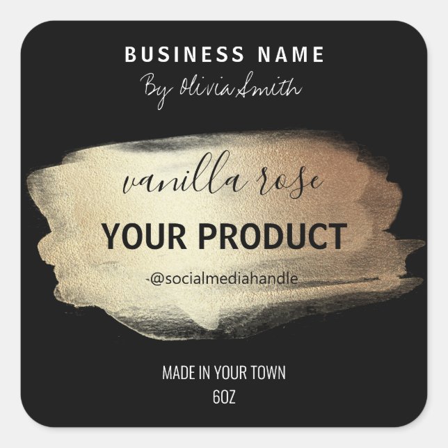 Black Gold Ink Container Packaging Labels (Front)