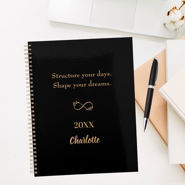 Black gold inspirational quote notebook (Creator Uploaded)