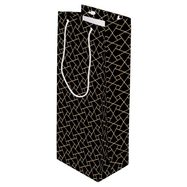Black Gold Islamic Pattern Custom Wine Gift Bag (Front Angled)