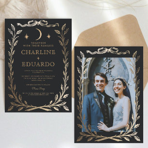 Black Gold Ivy Ornament  Wedding  Invitation