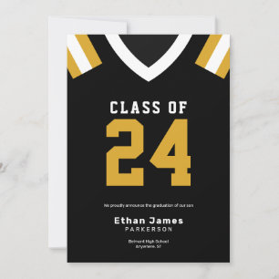 Black Gold Jersey Football Graduation Announcement