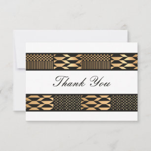 Black - Gold Kente (White) Thank You Card