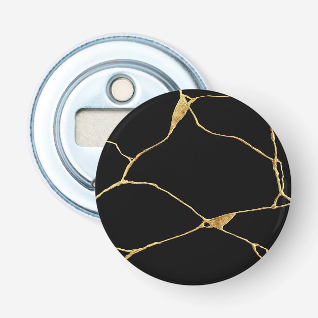 Black Gold Kintsugi Ancient Kintsukuroi Bottle Opener (Front)