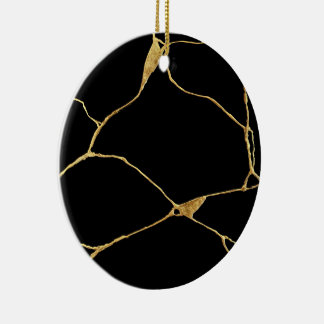 Black Gold Kintsugi Ancient Kintsukuroi Ceramic Ornament