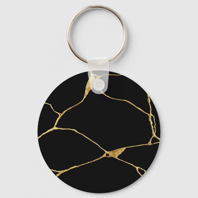 Black Gold Kintsugi Ancient Kintsukuroi Keychain (Front)