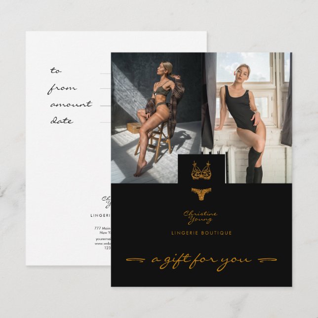 Black Gold Lace Lingerie Boutique Gift Card (Front/Back)