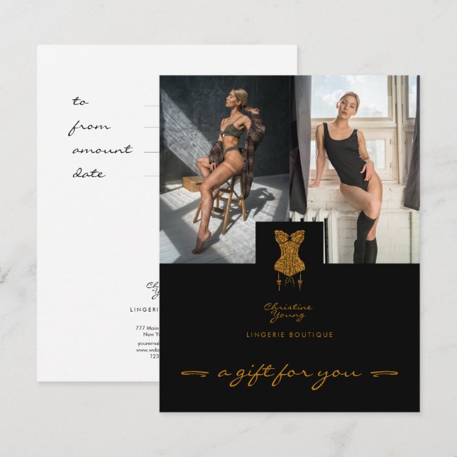 Black Gold Lace Lingerie Boutique Gift Card (Front/Back)