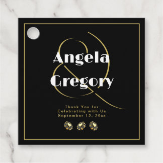 Black Gold Las Vegas Elegant Casino Wedding Favour Tags