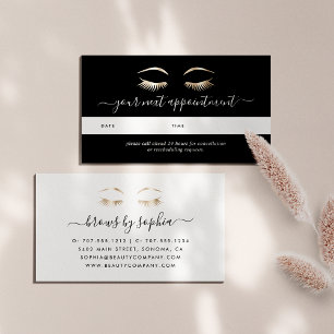 Black & Gold Lashes & Brows Appointment Cards
