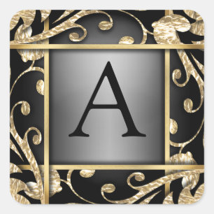Black Gold Lattice Monogram Envelope Seal