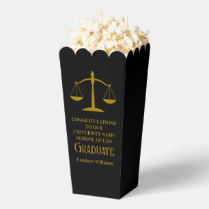 Black Gold Law School Graduation Party Popcorn Favor Box
